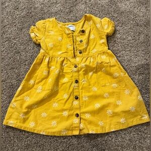 Old Navy Yellow Floral Button-Front Kids Dress